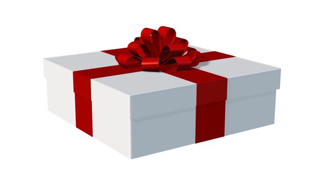 礼物盒与红色丝带孤立在白色图片下载