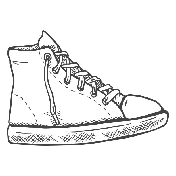 矢量素描插图-高休闲刑警鞋。侧视图图片下载
