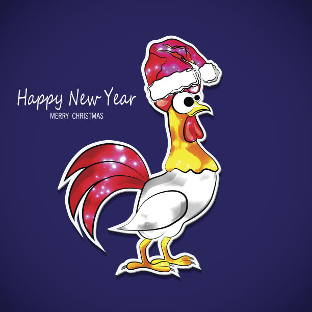 设计用公鸡迎接2017年的新年图片下载