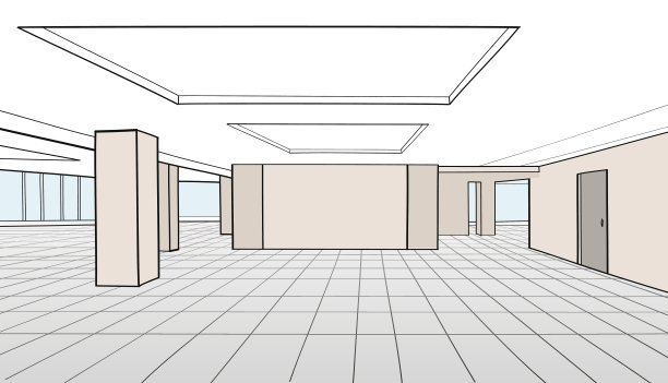 室内办公空间。带有立柱的会议开放空间大厅图片下载