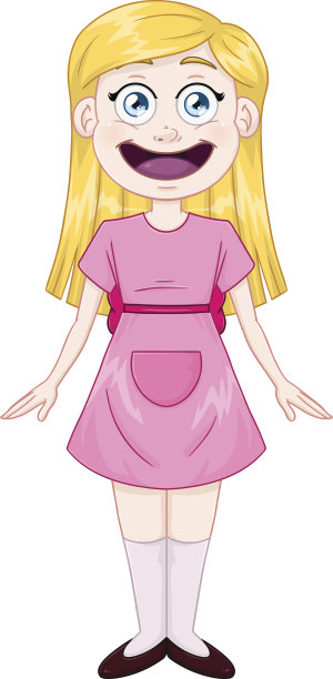 可爱的女孩站在粉红色的衣服图片下载