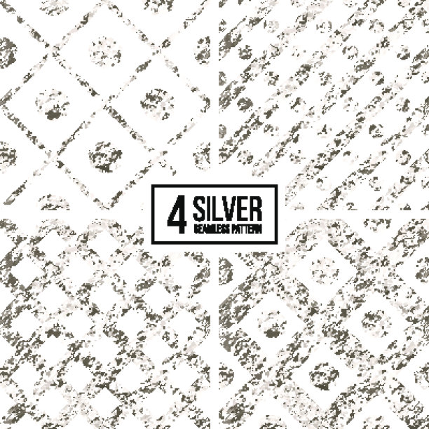 一套银色无缝图案grunge斜条纹和圆圈图片下载