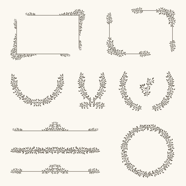 向量集装饰元素，边框和页面规则框架图片下载