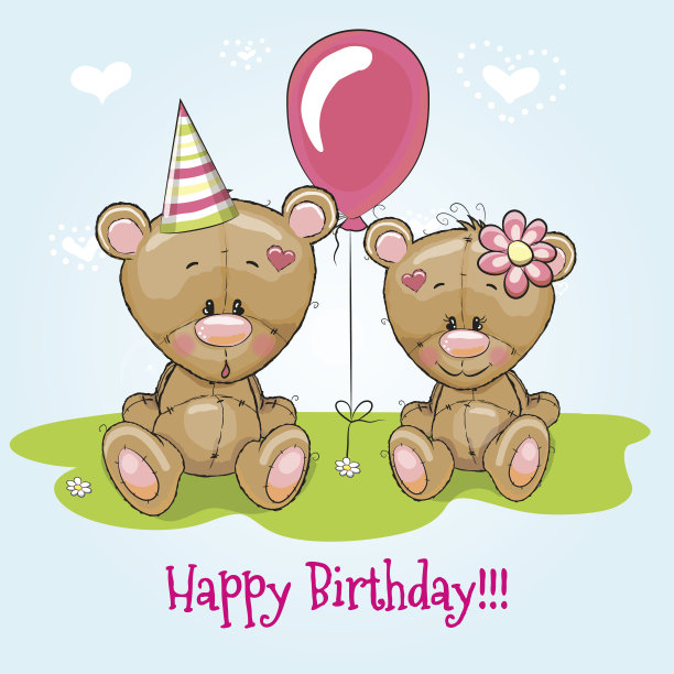 贺卡两个可爱的卡通熊图片下载