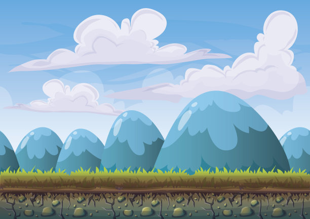 卡通向量自然景观背景与分离的层图片下载