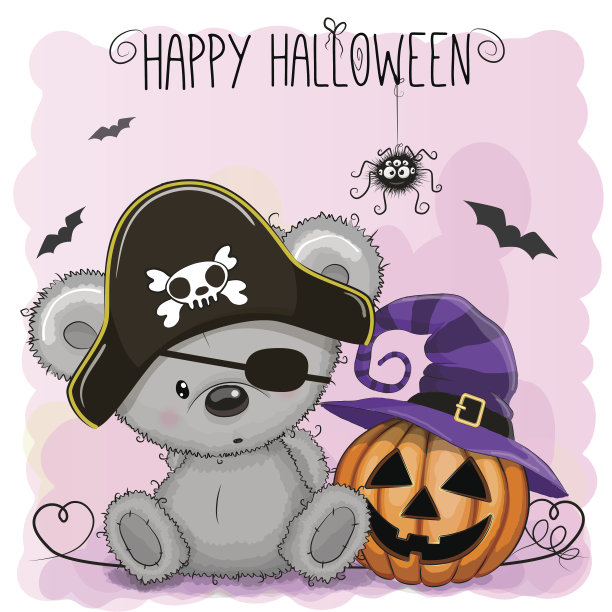 万圣节卡通熊插图图片下载