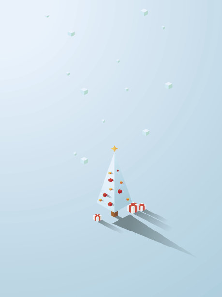 圣诞树在现代简约等角多边形几何风格。白色图片下载