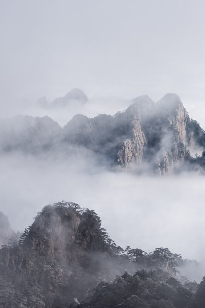 中国黄山云海雾凇素材图片