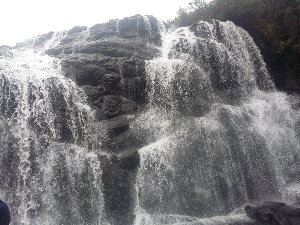 最好看的瀑布与黑色的石头图片下载