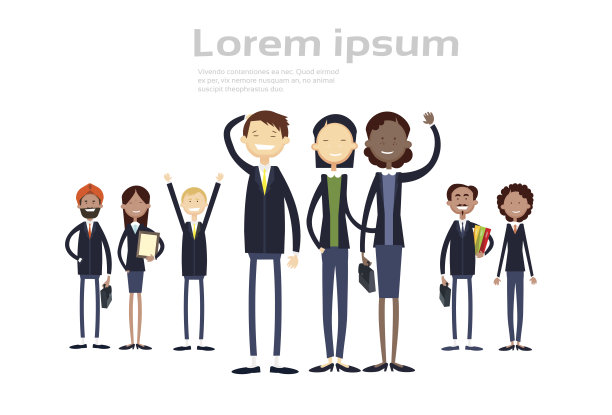 民族商人群体全长混合种族商人和图片下载