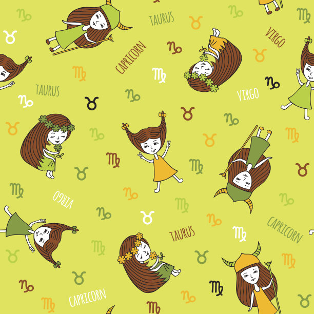 可爱的无缝图案与星座。图片下载