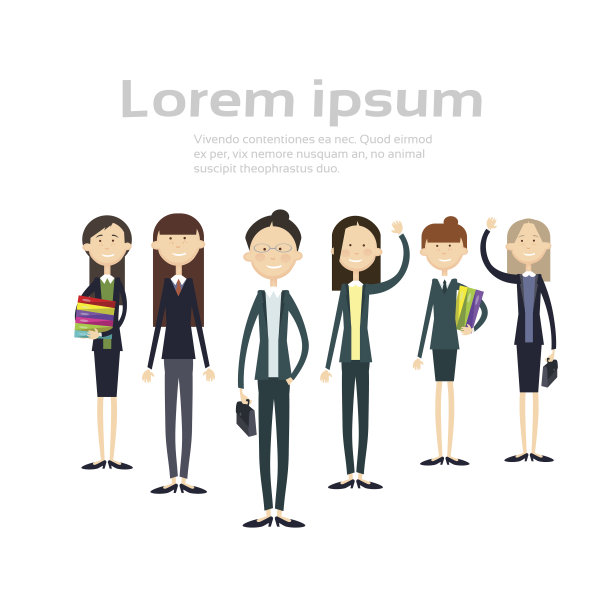 商务人士组全长女商人和商人团队图片下载