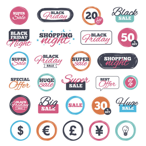 美元，欧元，英镑和日元货币图标。图片下载