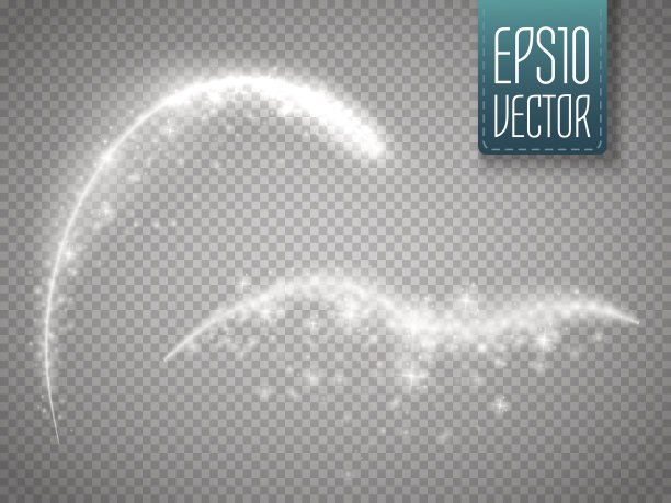 魔法发光火花漩涡踪迹效果孤立在透明的背景图片下载