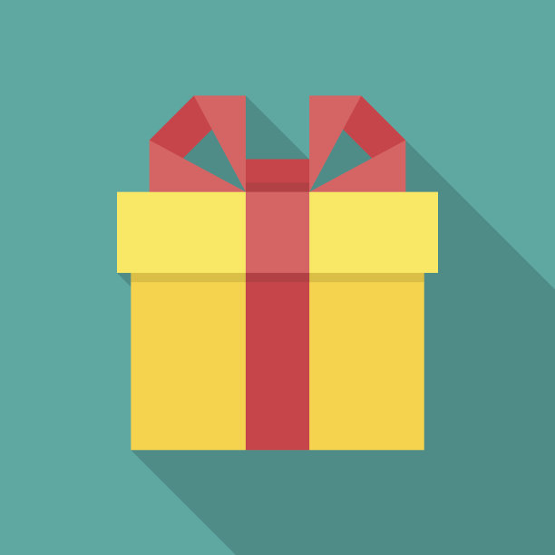 带有长影子的礼盒图标。素材图片