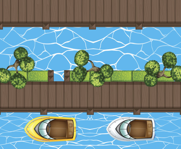 泊在码头的船的俯视图图片下载