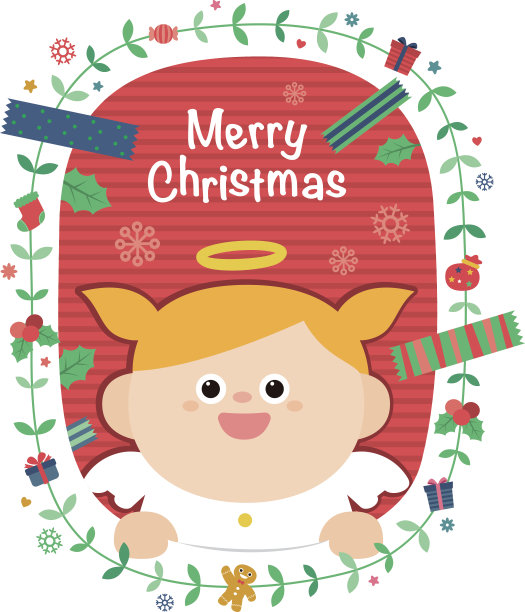 小天使。矢量插图为圣诞卡。背景图片下载