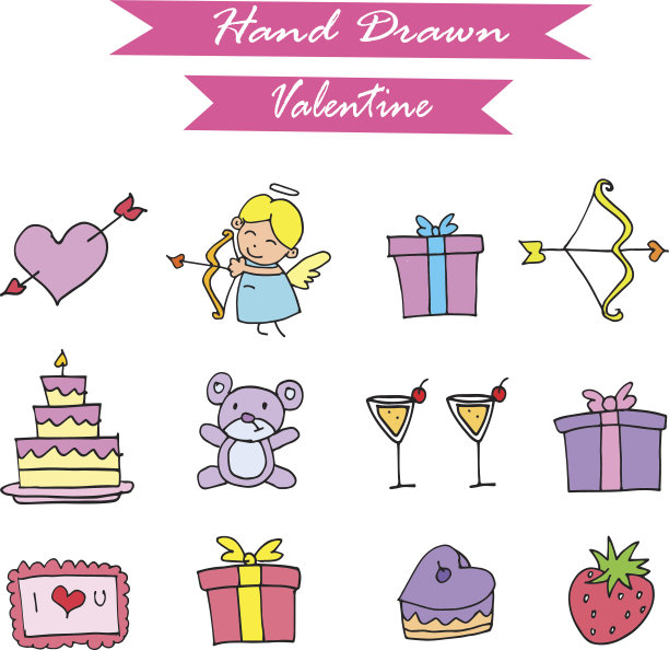 情人节元素的插图图片下载