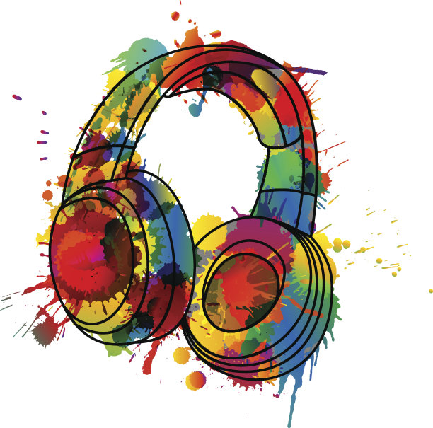 彩色飞溅的耳机图片下载