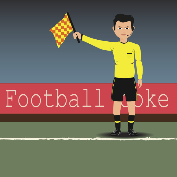 助理裁判在足球比赛中举旗。向量图片下载