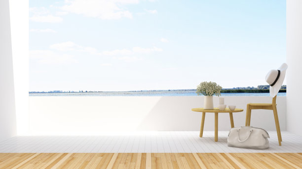 在酒店放松阳台- 3D渲染图片下载
