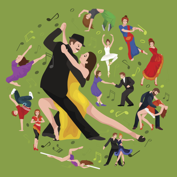 一对年轻的男女激情地跳着探戈，舞者图片下载