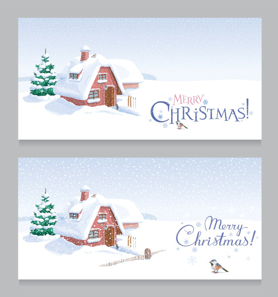 冬季风景圣诞贺卡集图片下载