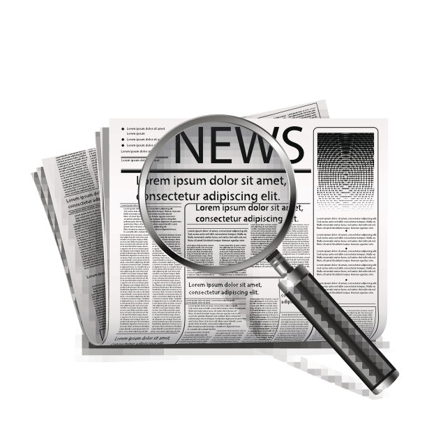 报纸和放大镜。图片下载