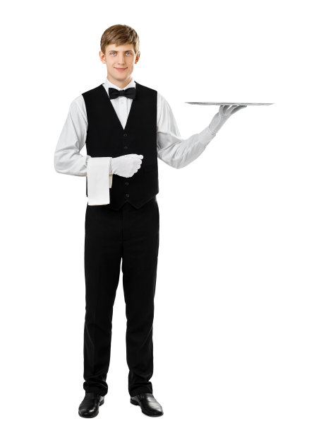 俊秀优雅的侍者捧着空思的全长画像图片下载