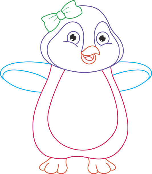 卡通企鹅的着色页插图图片下载