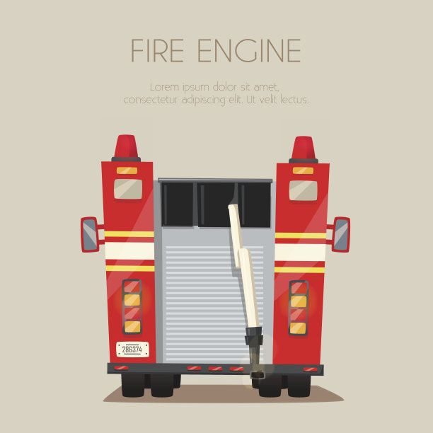 消防车。向量的卡通插图素材图片