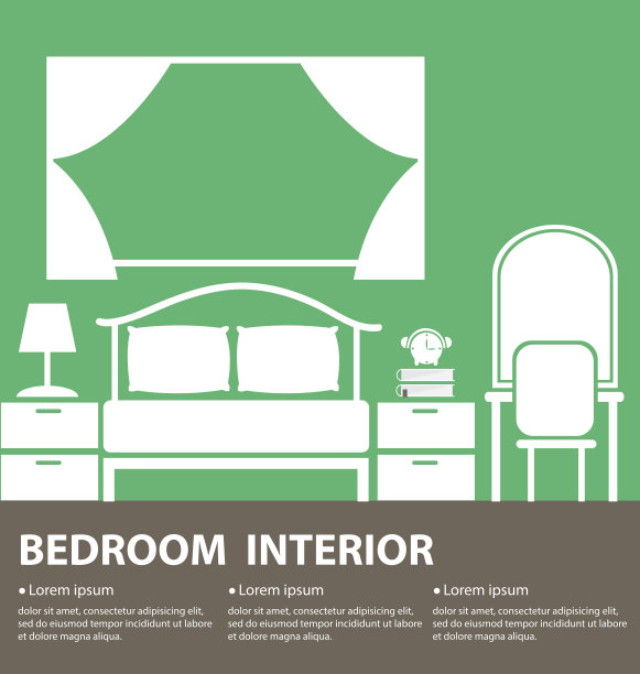 卧室室内矢量图图片下载