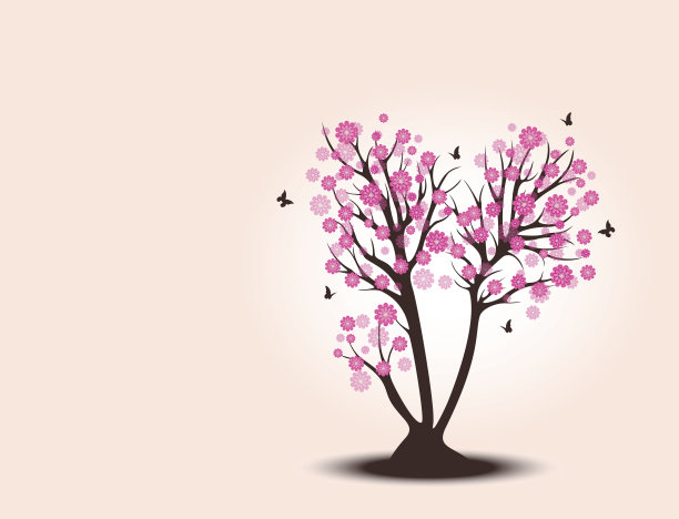 装饰美丽的樱花树与背景图片下载