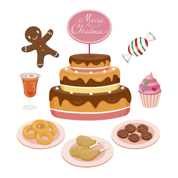圣诞节的蛋糕和食物图片下载