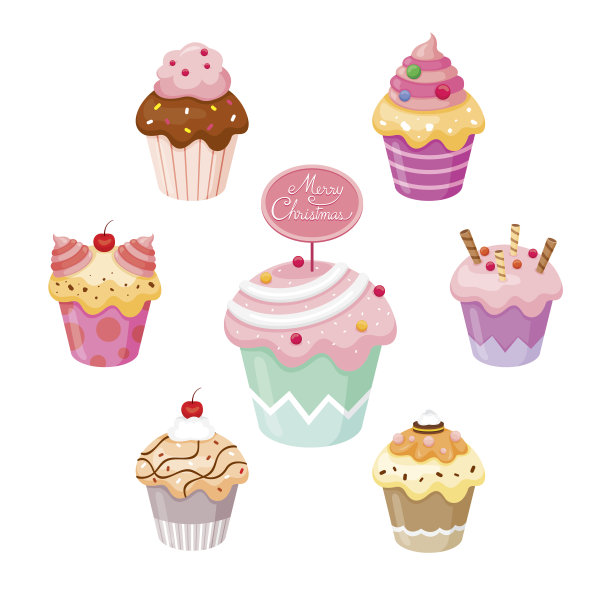 圣诞纸杯蛋糕套装图片下载