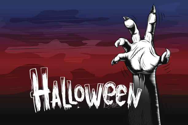 万圣节背景僵尸手复古雾标题叹息传统节日图片下载