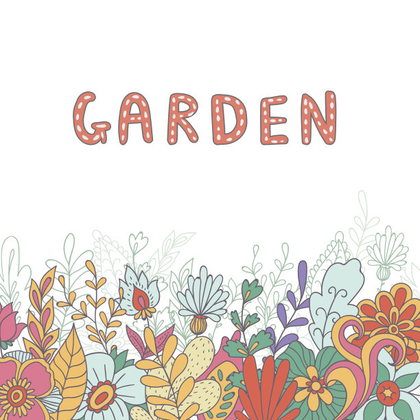 边界向量彩色抽象花和植物。图片下载