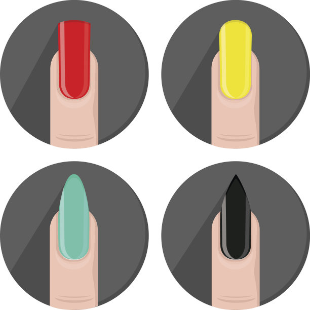 矢量图标设置不同的指甲形状，美甲风格图片下载