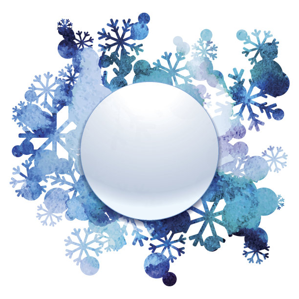 模板新年和圣诞贺卡，雪花花束，手工水彩图片下载