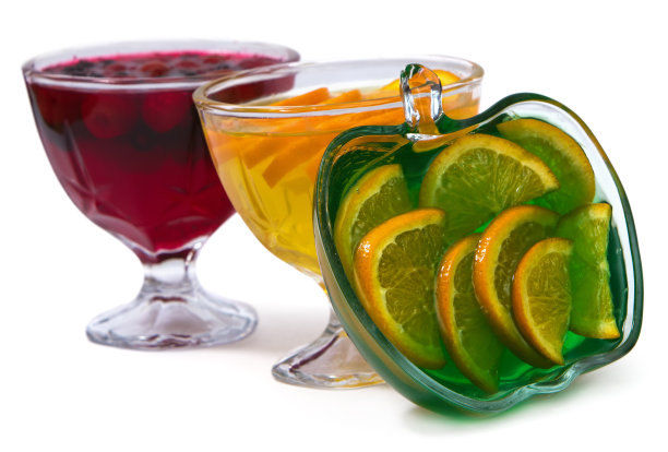 橘子和樱桃果冻，水果。图片下载