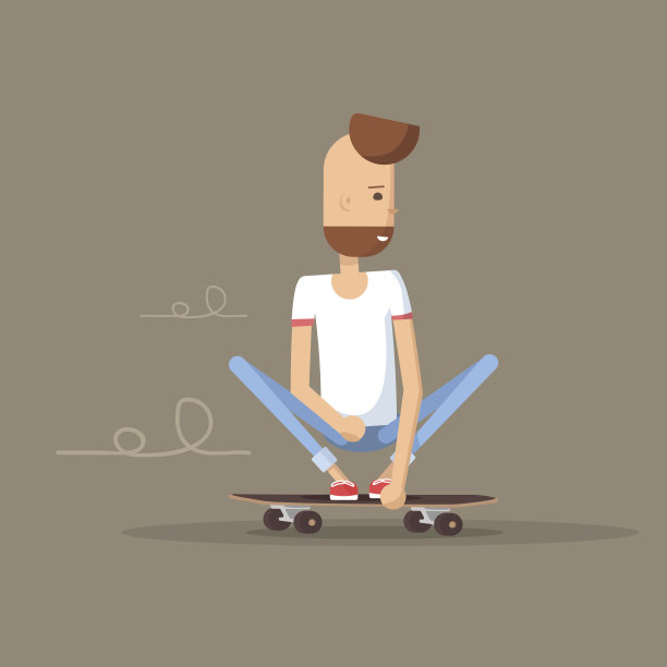 滑板运动员在滑板上做特技图片下载