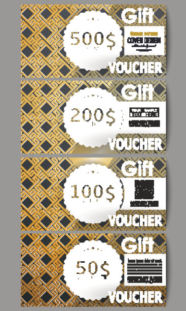 一套现代礼品券模板。伊斯兰金花纹图片下载