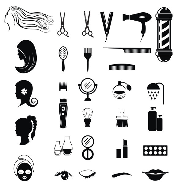 一套美发店美容用品概念图片下载