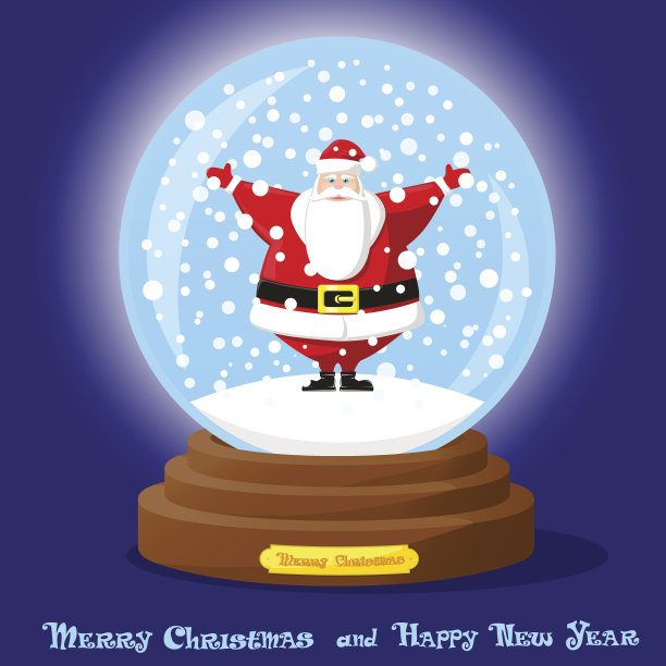 可爱的玻璃雪花球。雪花和滑稽的圣诞老人图片下载