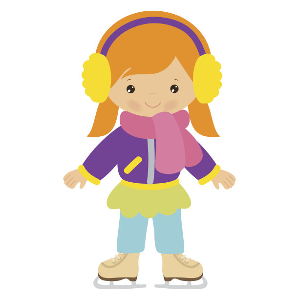 漂亮的溜冰女孩矢量卡通插图图片下载