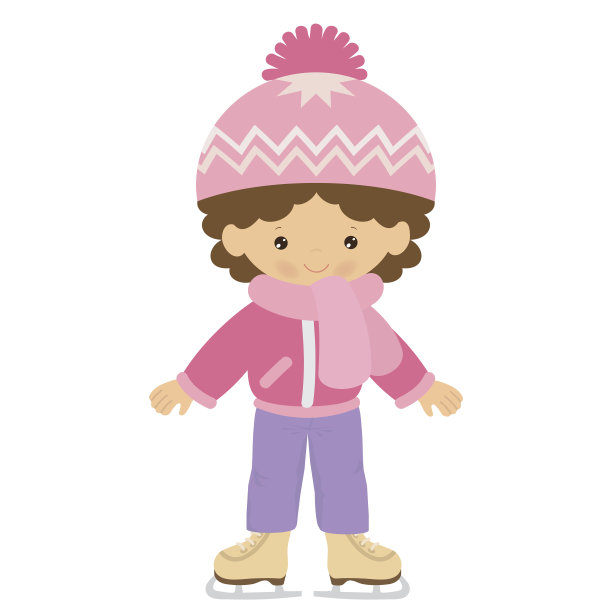 漂亮的溜冰女孩矢量卡通插图图片下载