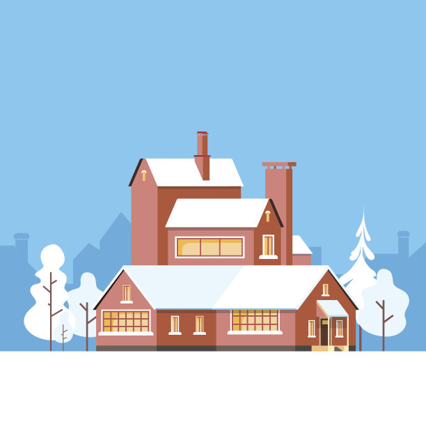 大现代住宅住宅小区冬季景观图片下载