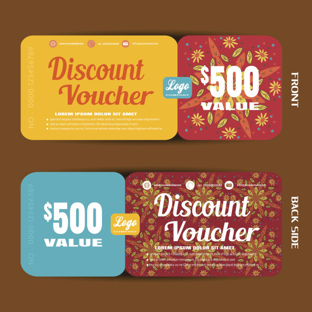 折扣券矢量插图在秋天的颜色背景。图片下载