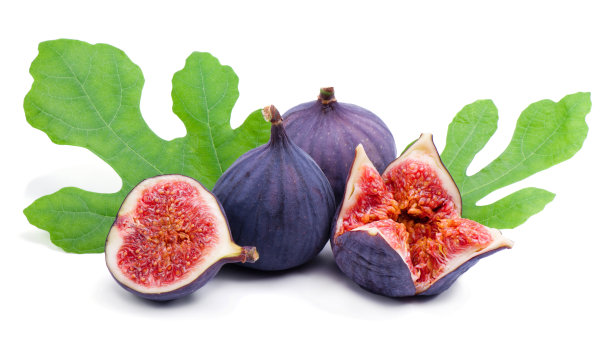 带叶子的新鲜无花果。图片下载