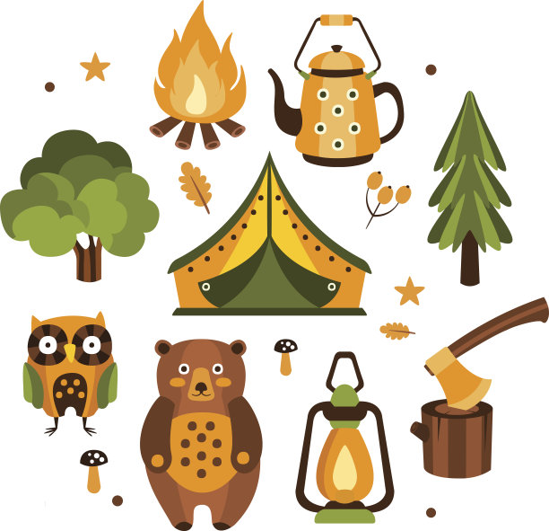 露营相关符号插图图片下载